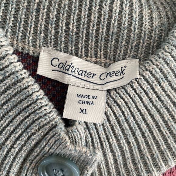 Coldwater‎ Creek Long Line Knit Cardigan Sweater XL Indie Bloomcore Boho Novelty - Picture 8 of 9